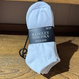 Badgley Mischka White Low Cut Socks - 10 Pack